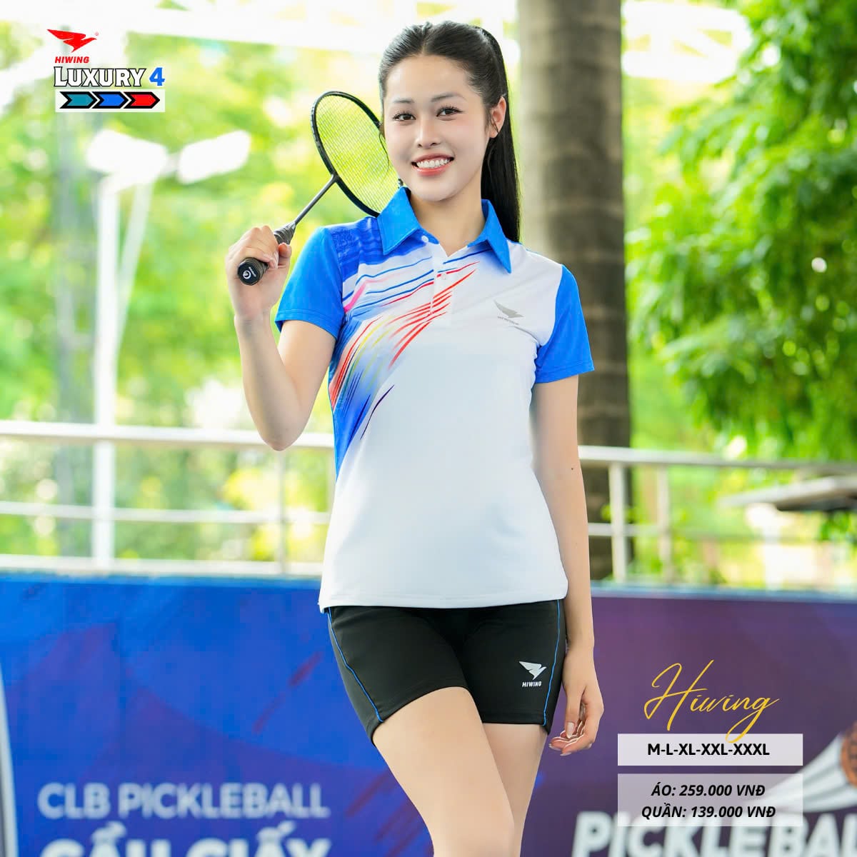Áo bóng chuyền cầu lông pickleball nữ HIWING LUX 4 màu xanh